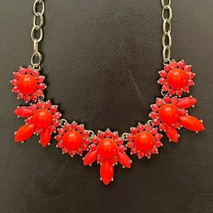 J CREW Bright reddish orange statement necklace